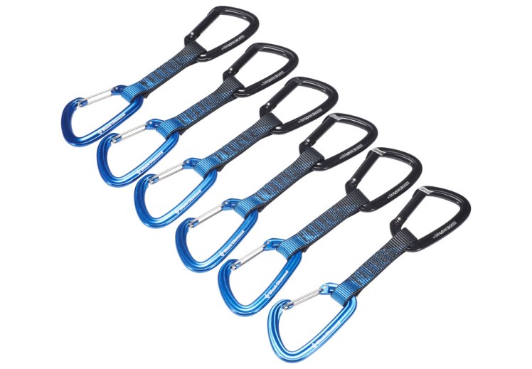 Rock climbing quick draws lead climb